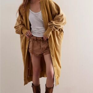 We The Free Long Mustard Cardigan